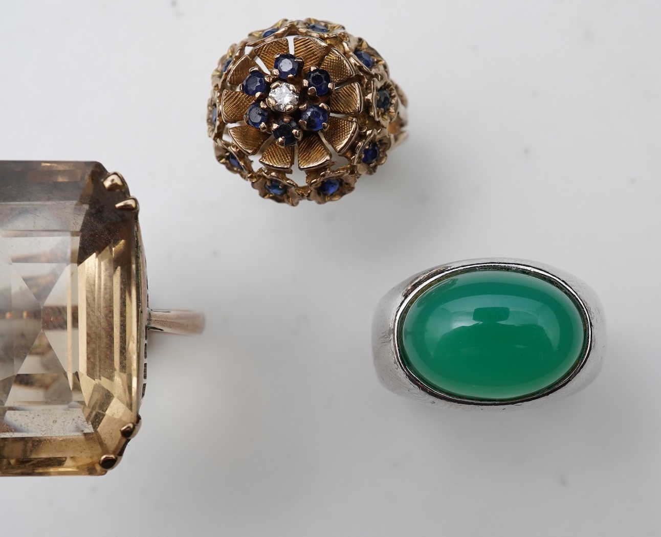 Three gem-set dress rings